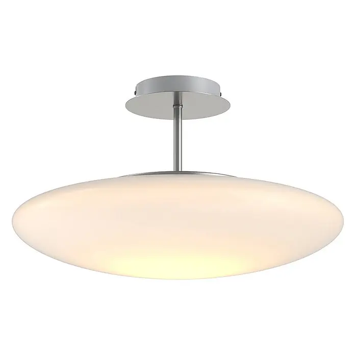 Lindby LED Deckenlampe in weiß, chrom, Deckenleuchte -  - Halb-bündige Deckenleuchte mit mattweißem ovalem Glasdiffusor und gebürsteten silbernen Metallteilen.