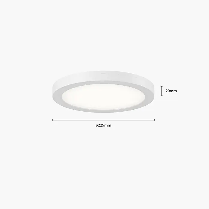 PRIOS LED Deckenlampe in weiß, Deckenleuchte rund -  - Weißes, flaches, rundes LED-Panel, Ø225mm, 20mm hoch.