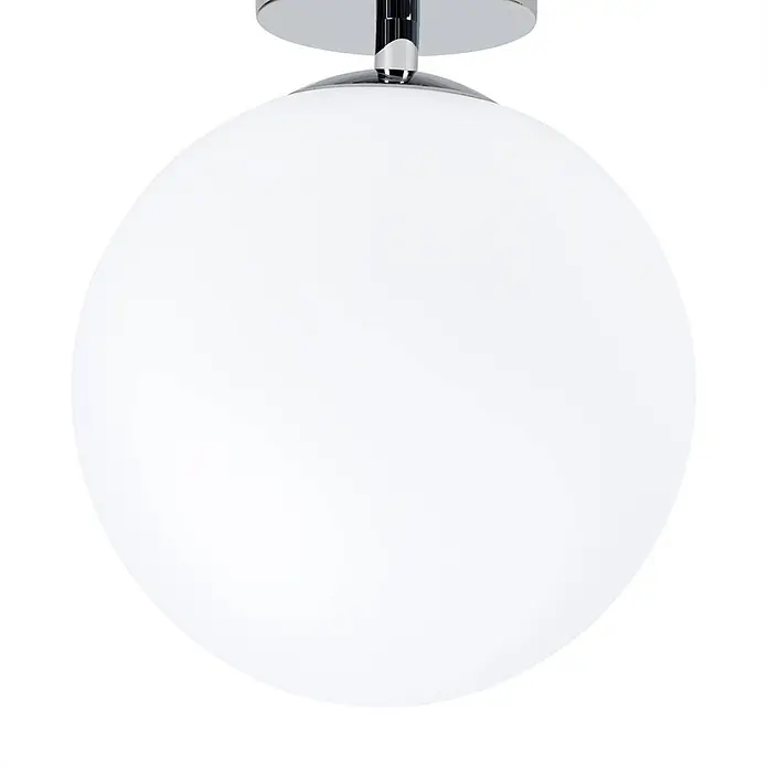 Arcchio LED Deckenlampe in weiß, chrom, Deckenleuchte -  - Weiße kugelförmige Glasdeckenleuchte mit Chromsockel.