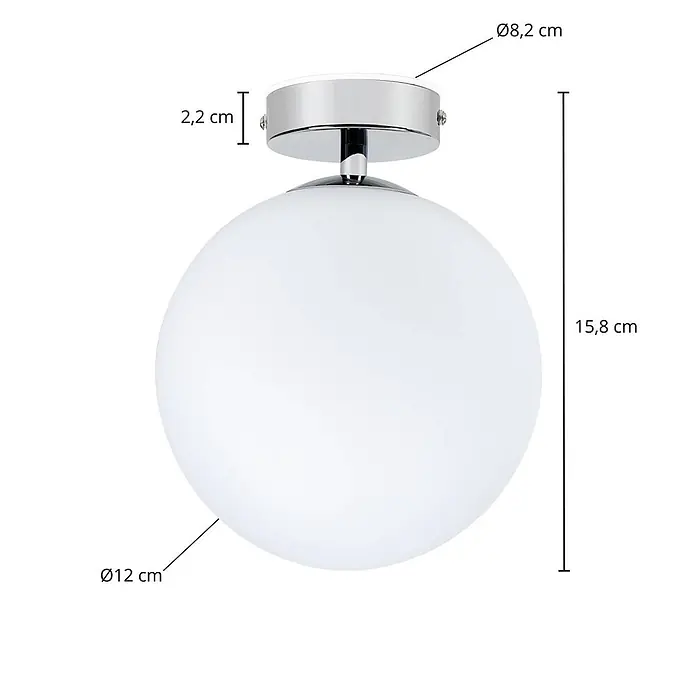 Arcchio LED Deckenlampe in weiß, chrom, Deckenleuchte -  - Weiße kugelförmige Glasdeckenleuchte mit Chrom-Metallbasis.