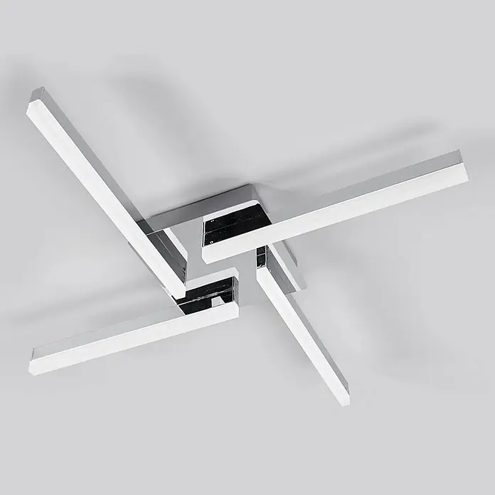 Lindby LED Deckenlampe in weiß, chrom, Deckenleuchte -  - Moderne Deckenleuchte aus Chrom mit vier rechteckigen LED-Armen.