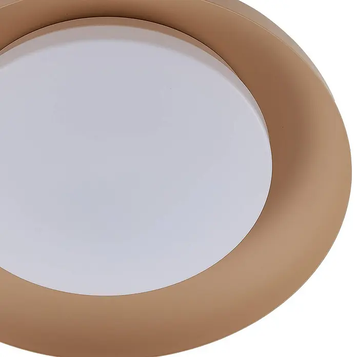 Lindby LED Deckenlampe in beige, weiß, Deckenleuchte -  - Runde Deckenleuchte mit goldenem Rand und weißem Lichtdiffusor.
