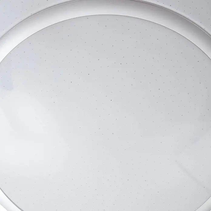 Lindby Deckenleuchte Felecina - weiß / opal - Runde weiße LED-Deckenleuchte mit silbernem Rand und funkelndem Sternenlichteffekt.