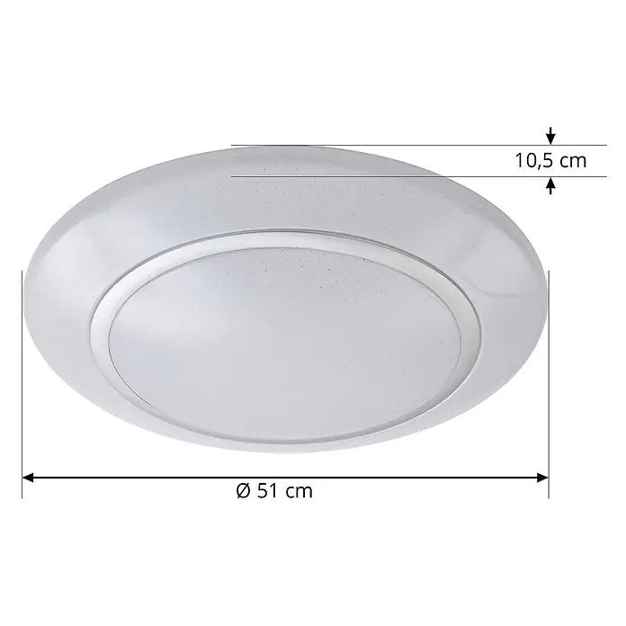 Lindby Deckenleuchte Felecina - weiß / opal - Weiße runde LED-Deckenleuchte mit gesprenkeltem Diffusor, Ø 51 cm, 10,5 cm hoch.