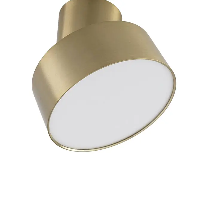 Lindby LED Deckenlampe in gold, Deckenstrahler -  - Deckenstrahler aus gebürstetem Messing mit weißem Diffusor.