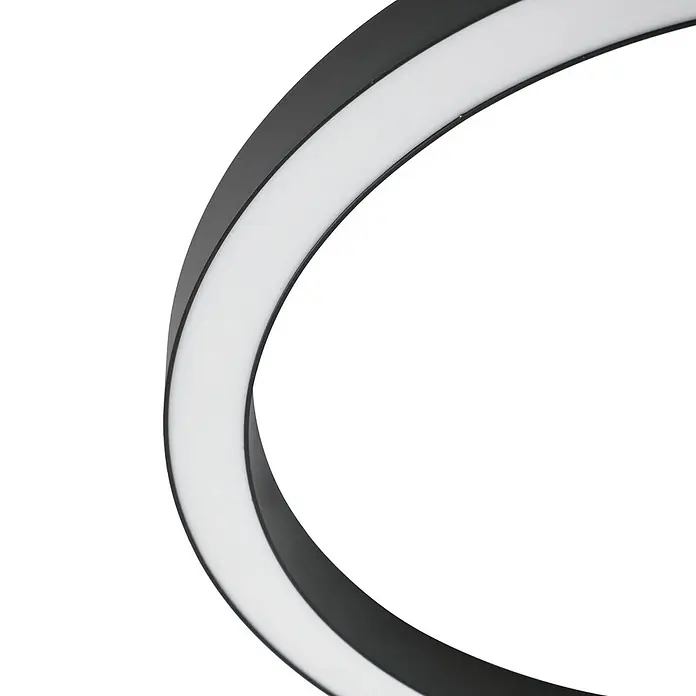 Lucande LED Deckenlampe in schwarz, weiß, dimmbar Deckenleuchte rund -  - Schwarze ringförmige LED-Leuchte mit weißem, beleuchtetem Innenband.