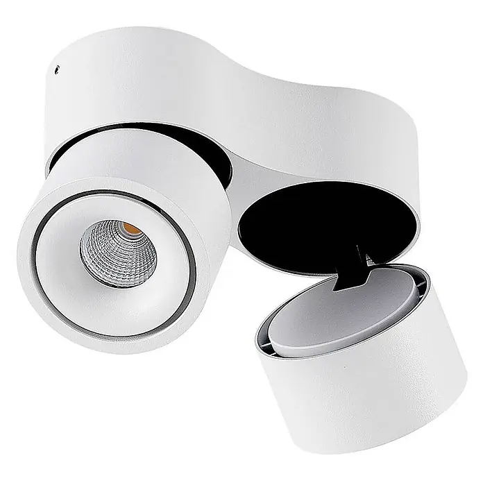 Arcchio LED Deckenlampe, Spotbalken Deckenstrahler 350° drehbar -  - Weißer zweiflammiger LED-Strahler mit verstellbaren zylindrischen Köpfen auf geschwungenem Sockel. Ein Kopf zeigt die LED.
