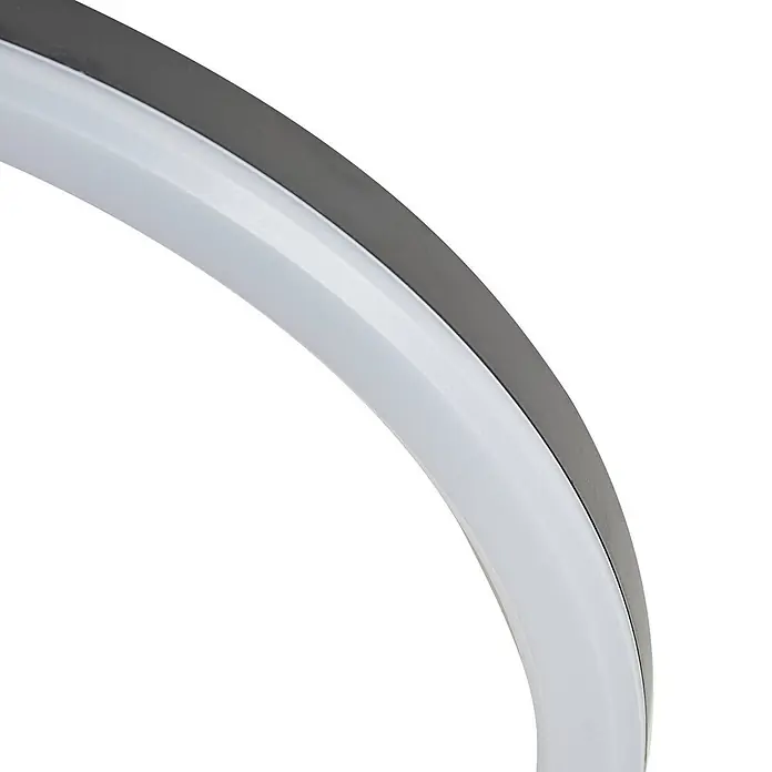 Lindby LED Outdoor Deckenlampe in schwarz, weiß, Deckenleuchte außen rund -  - Gekrümmter Abschnitt einer modernen grau-weißen LED-Leuchte.