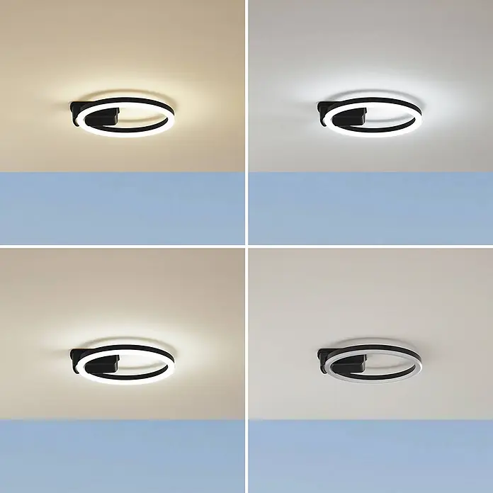 Lindby LED Outdoor Deckenlampe in schwarz, weiß, Deckenleuchte außen rund -  - Schwarze ovale LED-Deckenleuchte mit einstellbaren Lichtfarbtemperaturen.