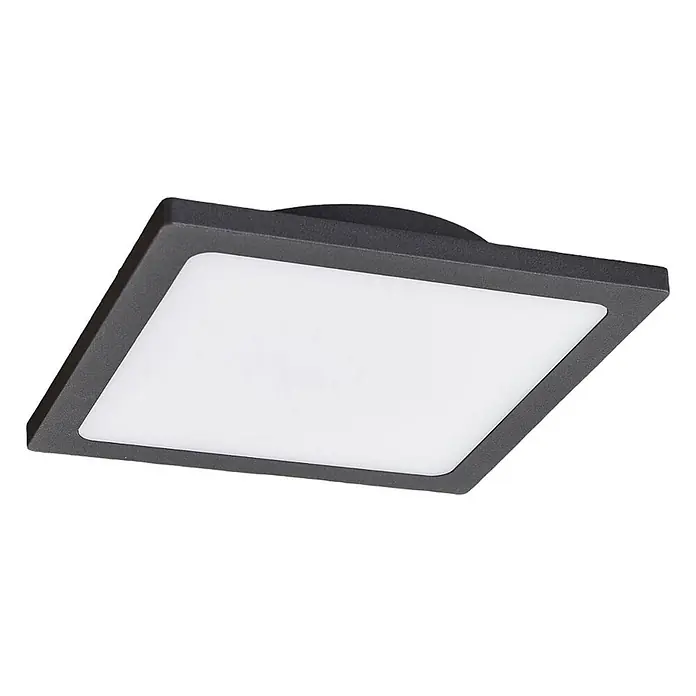Lucande LED Outdoor Deckenlampe in anthrazit, weiß, Deckenleuchte außen -  - Quadratische dunkelgraue LED-Einbauleuchte mit weißem Diffusorpanel für Decken- oder Wandmontage.