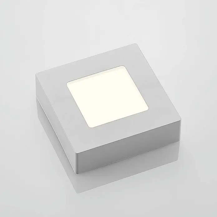 PRIOS LED Deckenlampe in weiß, Deckenleuchte -  - Quadratische silberne LED-Einbauleuchte mit warmweißem Licht.