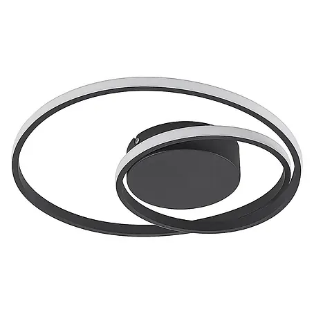 Lindby LED Deckenlampe in schwarz matt, dimmbar Deckenleuchte rund