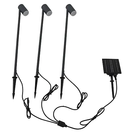 Lindby LED Solar Gartenlampe Erdspieß in schwarz matt, Erdspießlampe