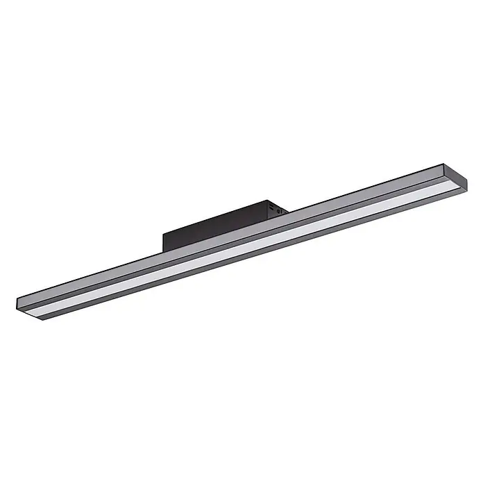 Lucande LED Deckenlampe in schwarz, dimmbar Deckenleuchte -  - Schlanke dunkelgraue lineare LED-Leuchte mit einem weißen Leuchtstreifen.