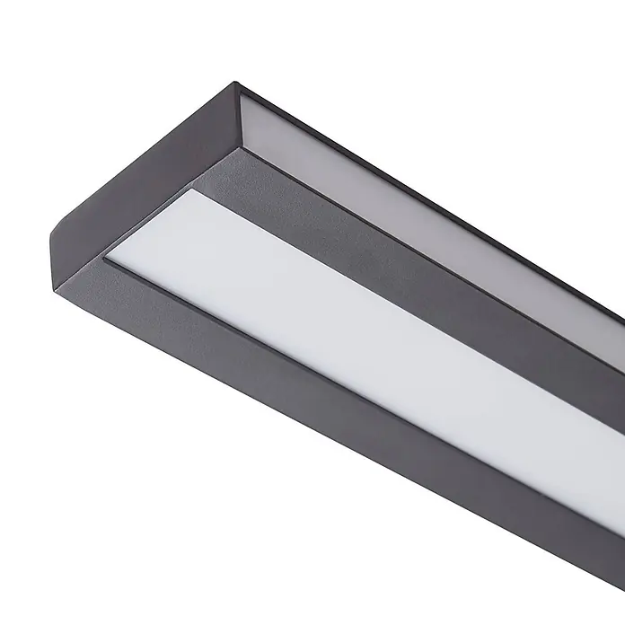 Lucande LED Deckenlampe in schwarz, dimmbar Deckenleuchte -  - Dunkelgraue lineare LED-Leuchte mit weißen Diffusorplatten.