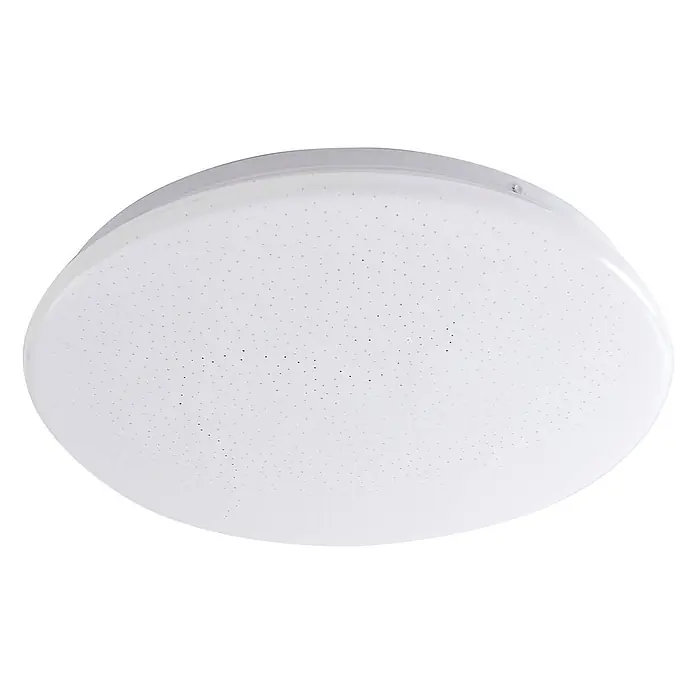 Lindby LED Deckenlampe in weiß, Deckenleuchte rund -  - Runde weiße LED-Deckenleuchte mit subtilem Sternenhimmel-Effekt auf dem Diffusor.