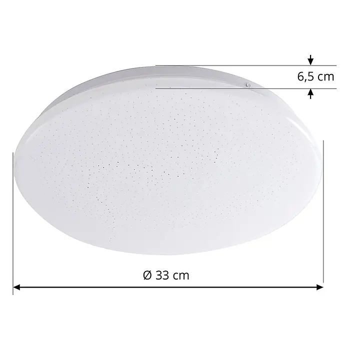 Lindby LED Deckenlampe in weiß, Deckenleuchte rund -  - Weiße, runde LED-Deckenleuchte mit Sternenhimmel-Effekt, 33 cm Durchmesser, 6,5 cm Höhe.
