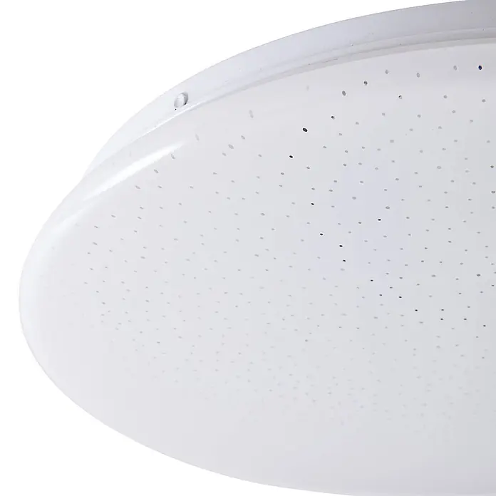 Lindby LED Deckenlampe in weiß, Deckenleuchte rund -  - Weiße runde Deckenleuchte mit Sternenhimmeleffekt durch kleine durchscheinende Punkte.