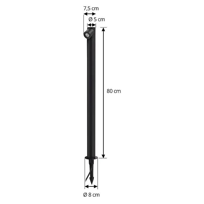 Lindby LED Gartenstrahler mit Erdspieß in anthrazit, Strahler Garten -  - Schwarze Garten-Erdspießleuchte, 80 cm hoch, mit 5 cm Durchmesser und schwenkbarem Leuchtkopf zur Bodenmontage.