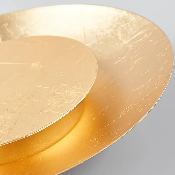 Lindby LED Deckenlampe in gold, Deckenleuchte rund -  - Zwei ineinander liegende, goldene Dekoschalen mit texturierter Blattoberfläche.