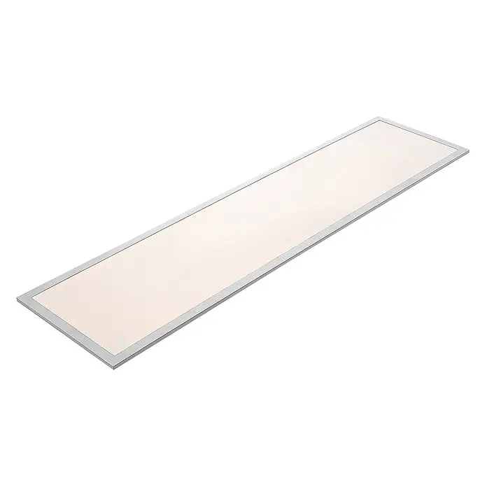 Lindby LED-Panel Stenley - weiß / opal - Rechteckiges LED-Panel mit weißer Lichtfläche und schlankem silbernem Rahmen.