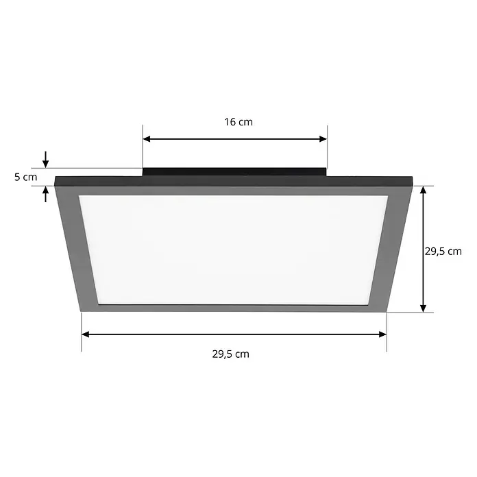 Lindby LED-Panel Lamin - schwarz - Quadratische dunkelgraue LED-Deckenleuchte, 29,5x29,5 cm, mit einer Tiefe von 5 cm.