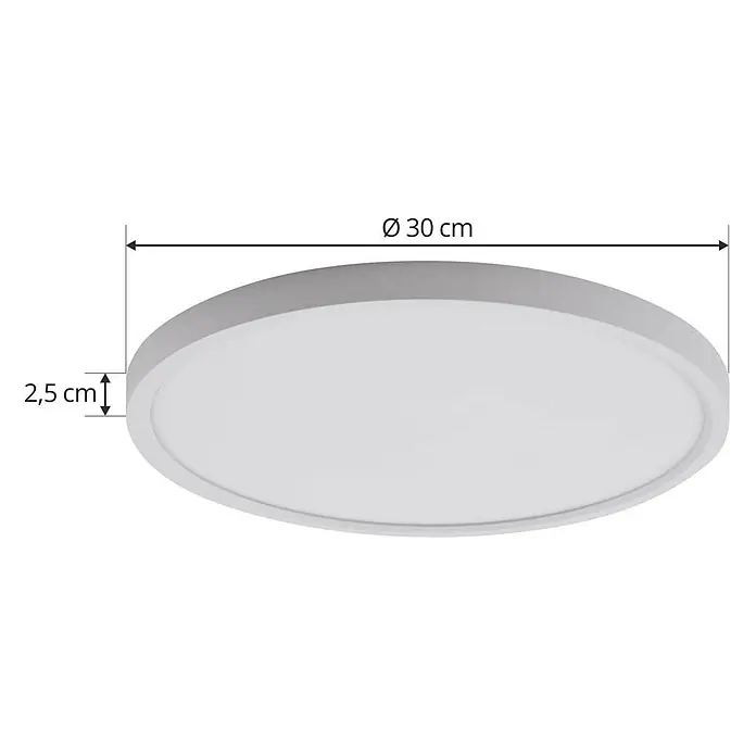 Lindby Deckenleuchte Pravin - weiß / opal, weiß / opal - Weiße runde LED-Deckenleuchte, 30 cm Durchmesser, 2,5 cm dick.