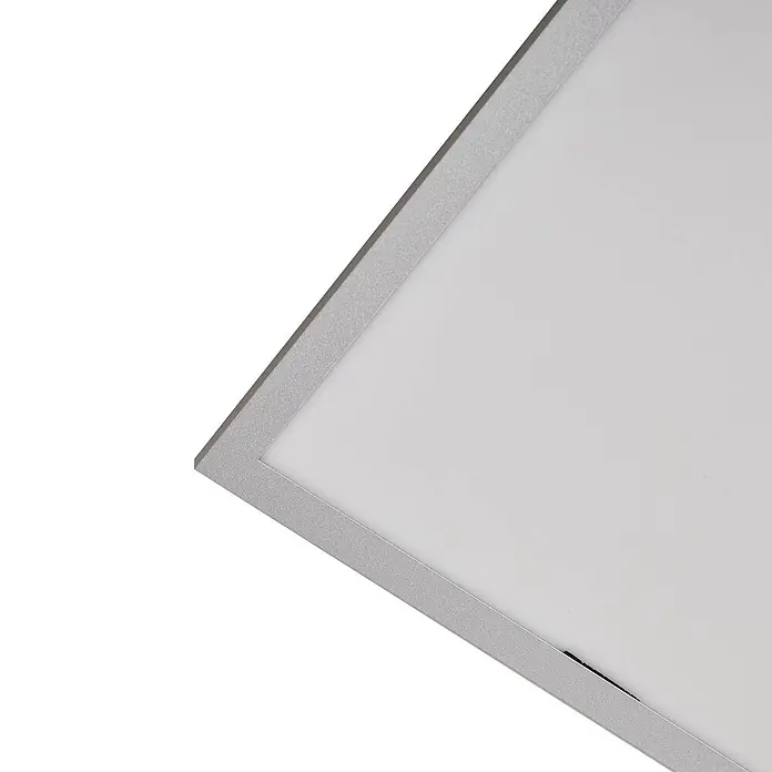 Lindby LED Deckenleuchte flach in silber, Panel -  - Quadratische LED-Panel-Leuchte mit silbernem Rahmen und weißer Streuscheibe.