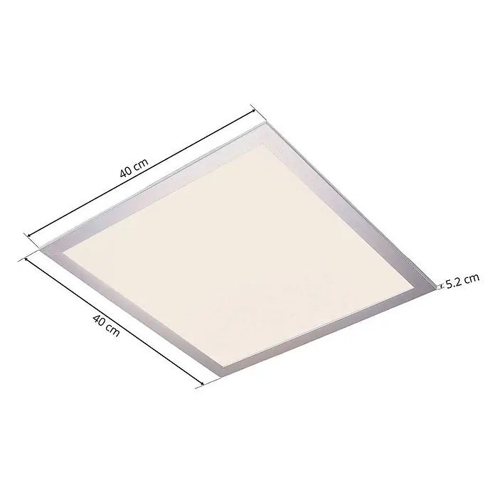 Lindby LED Deckenleuchte flach in silber, Panel -  - Quadratische LED-Panel-Leuchte mit silbernem Rahmen und weißer Lichtfläche, 40x40 cm und 5,2 cm dick.