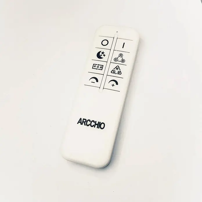 Arcchio LED-Panel Tinus - weiß / opal, weiß / opal - Weiße ARCCHIO Fernbedienung für RGB-Leuchten, mit Ein/Aus, Nachtmodus, RGB, Farbmischer und Helligkeitsreglern.