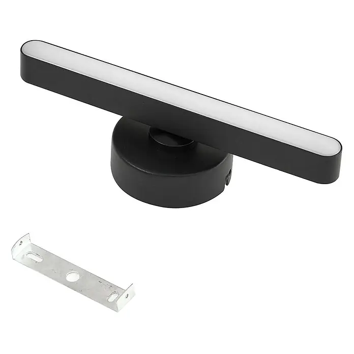 Lindby Deckenstrahler Eldrin - schwarz, schwarz - Schwarze LED-Wandleuchte mit weißem Lichtstreifen und separater Metallhalterung zur Montage.
