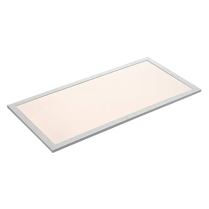 Lindby LED-Panel Stenley - weiß / opal, Neutralweiß - Rechteckiges LED-Panel mit silberfarbenem Rahmen und weißer Leuchtfläche.