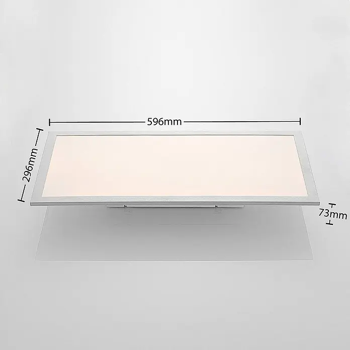 Lindby LED-Panel Stenley - weiß / opal, Neutralweiß - Rechteckige silberne LED-Deckenleuchte, 596x296x73mm, zur Decken- oder Wandmontage.