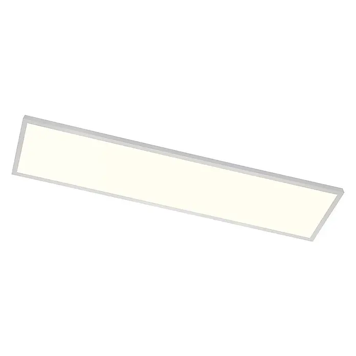Arcchio LED Deckenleuchte flach in weiß, dimmbar Panel -  - Rechteckige LED-Panel-Leuchte mit silbernem Rahmen, hell beleuchtet.