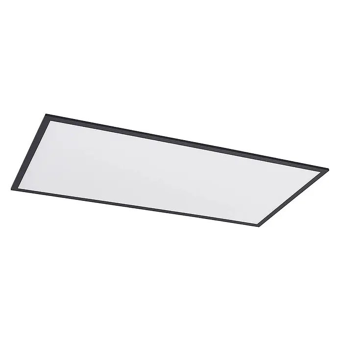 Lindby LED-Panel Nelios - schwarz, schwarz, Neutralweiß - Rechteckige LED-Panel-Leuchte mit schwarzem Rahmen und weißem Diffusor.