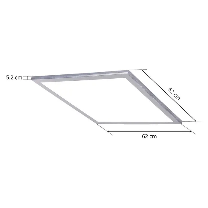 Lindby LED-Panel Livel - alu / grau / zink - Quadratisches, hellgraues LED-Panel, 62x62x5,2 cm.