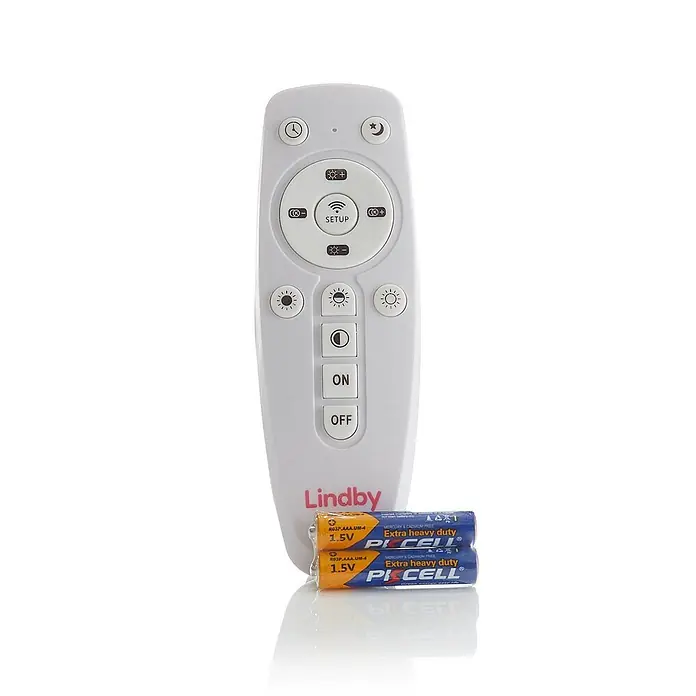 Lindby LED-Panel Livel - alu / grau / zink - Weiße Lindby Fernbedienung für Leuchten mit Licht-Einstellungen und Ein-/Aus-Tasten, dazu zwei PiCELL AAA 1,5V Batterien.