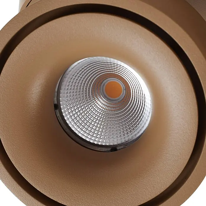Arcchio LED Deckenlampe in braun, Deckenstrahler -  - Bronze-LED-Spotlight mit silbernem Rillenreflektor und orangefarbenem LED-Chip.