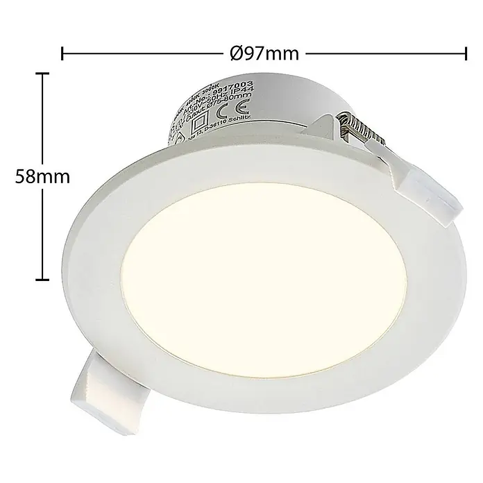 PRIOS LED Einbaustrahler in weiß, Spots Deckenleuchte -  - Weißer runder LED-Einbaustrahler, Ø97mm, 58mm Einbautiefe, 3000K warmweiß.