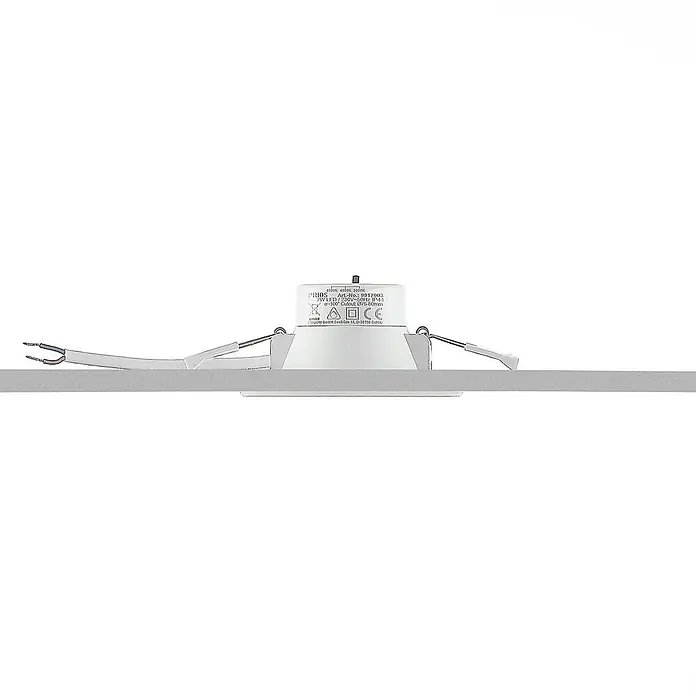 PRIOS LED Einbaustrahler in weiß, Spots Deckenleuchte -  - Weißer Einbau-LED-Spot mit Verkabelung, Produktetiketten und Installationsfedern.