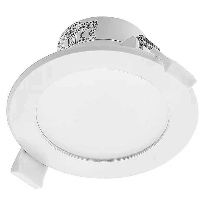 PRIOS LED Einbaustrahler in weiß, Spots Deckenleuchte -  - Weißer runder LED-Einbaustrahler mit mattierter Abdeckung und Montageklammern.