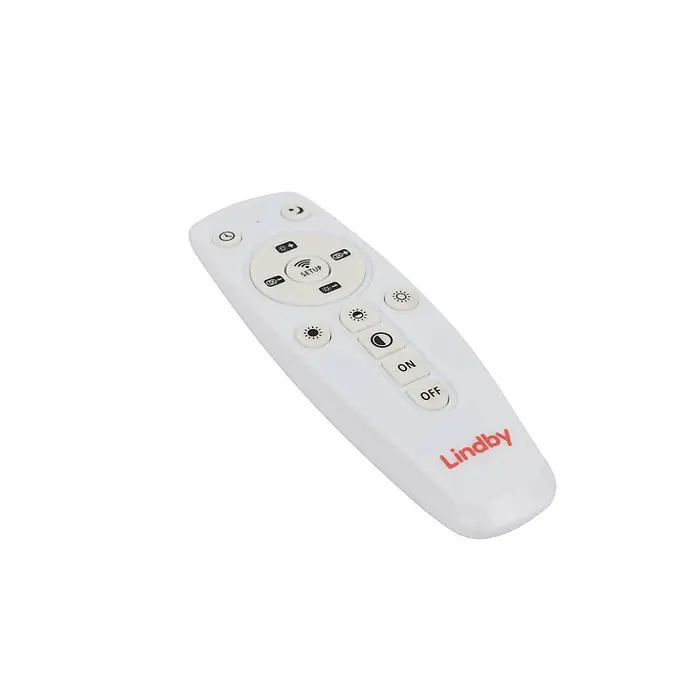 Lindby LED-Panel Kenma - weiß / opal, weiß / opal - Weiße Lindby Fernbedienung für Leuchten, mit Tasten für Helligkeit, Farbtemperatur, Ein/Aus und Setup.