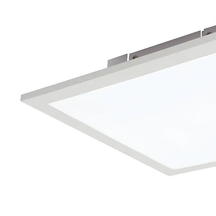 Lindby LED-Panel Kenma - weiß / opal, weiß / opal - Flache, weiße, rechteckige LED-Deckenplatte mit Metallhalterungen.