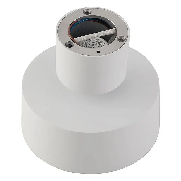 Lindby LED Deckenlampe in weiß, Deckenstrahler -  - Weißer zylindrischer Deckenleuchtenfuß mit sichtbarer Innenverkabelung.