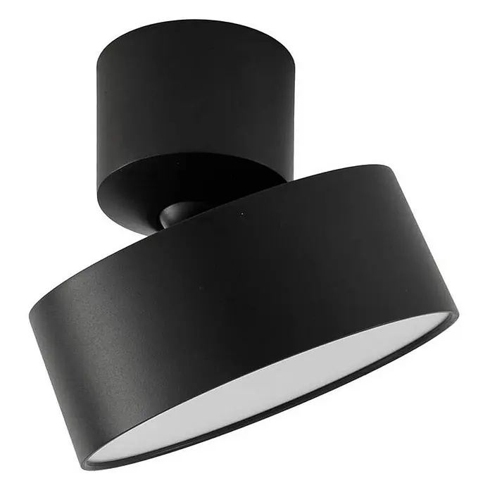 Lindby LED Deckenlampe in schwarz, Deckenstrahler -  - Verstellbarer zylindrischer schwarzer Aufbau-Strahler mit weißer Lichtfläche.