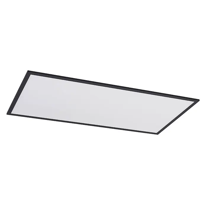 Lindby LED-Panel Nelios - schwarz, Neutralweiß - Rechteckige LED-Panel-Leuchte mit schwarzem Rahmen und weißem Diffusor.