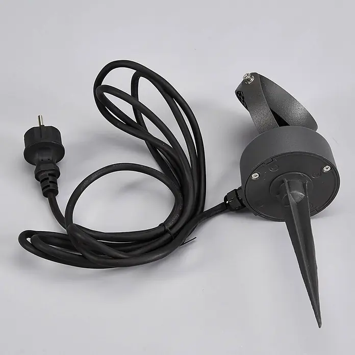 Lucande LED Gartenstrahler mit Erdspieß in anthrazit, Strahler Garten -  - Schwarzer Gartenspot mit Erdspieß und europäischem Stromstecker. Ideal für Außenbeleuchtung.