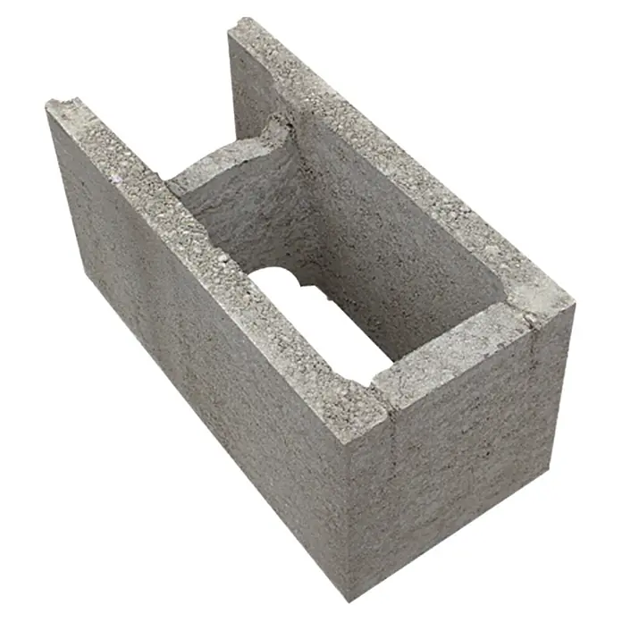 EHL Schalungs-Randstein - 50/25 x 17,5 x 25 cm - Grauer Betonblock mit großem Loch in der Mitte, ideal für Bauprojekte.