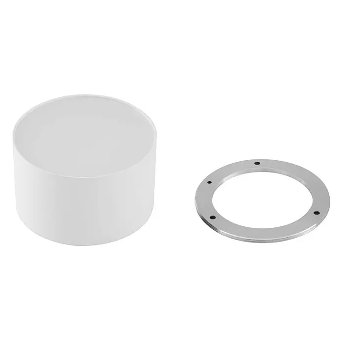 Lindby LED Aufbauleuchte weiß Ø 11 cm, Aufbaustrahler, Deckenspot 9W LED -  - Weißer zylindrischer Diffusor aus Milchglas/Kunststoff und ein silberner Metall-Montagering.