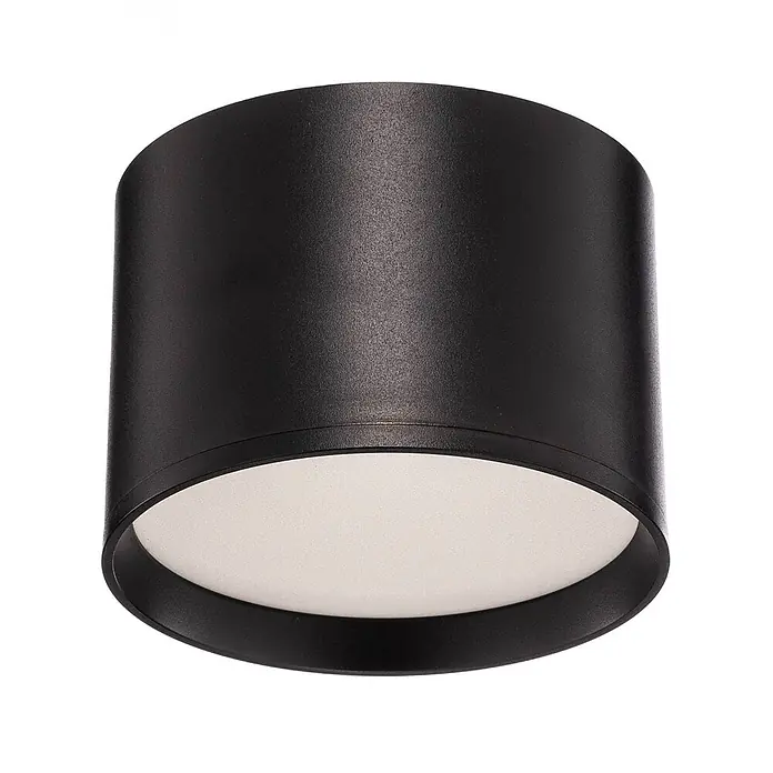 Lindby LED Aufbauleuchte schwarz Ø 12 cm, Aufbaustrahler, Deckenaufbauspot -  - Schwarze zylindrische Deckenleuchte mit strukturierter Oberfläche und weißem Diffusor.